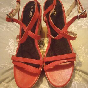 Liuid leather uppers red Espadrilles size 8 U.S. New without tags, unboxed!